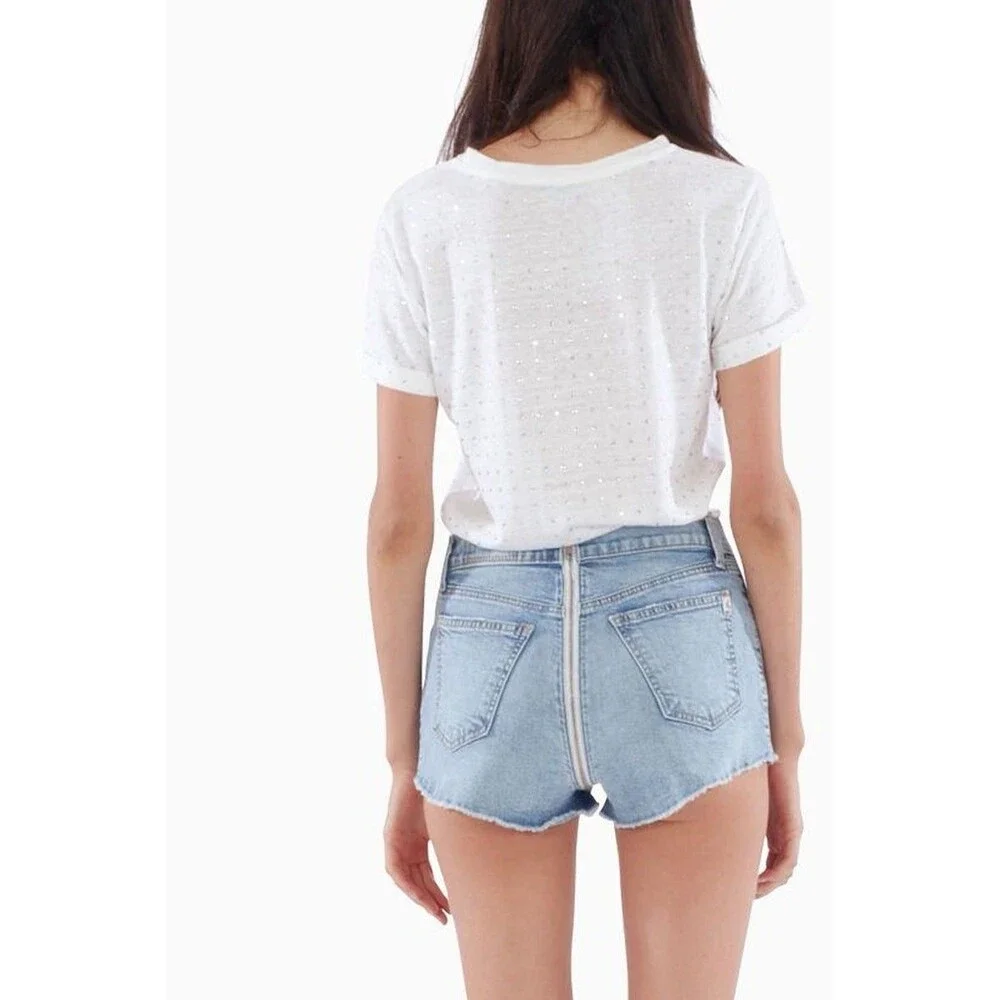 Siwy DEMI HIGH-WAIST BACK ZIP Shortie SHORT FOOL FOR LOSING Light Wash Sz 27 - Picture 2 of 11